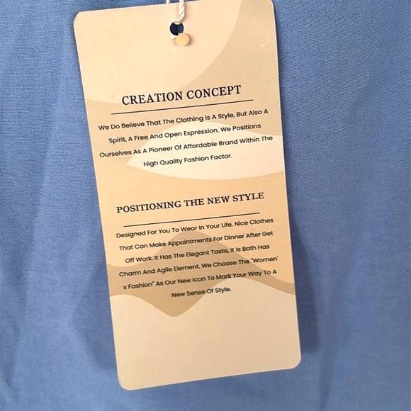 Brand New Blue Flowy Maxi Dress w/ White Ric Rac Tie Back Smocked Puff Sleeves - Picture 4 of 16